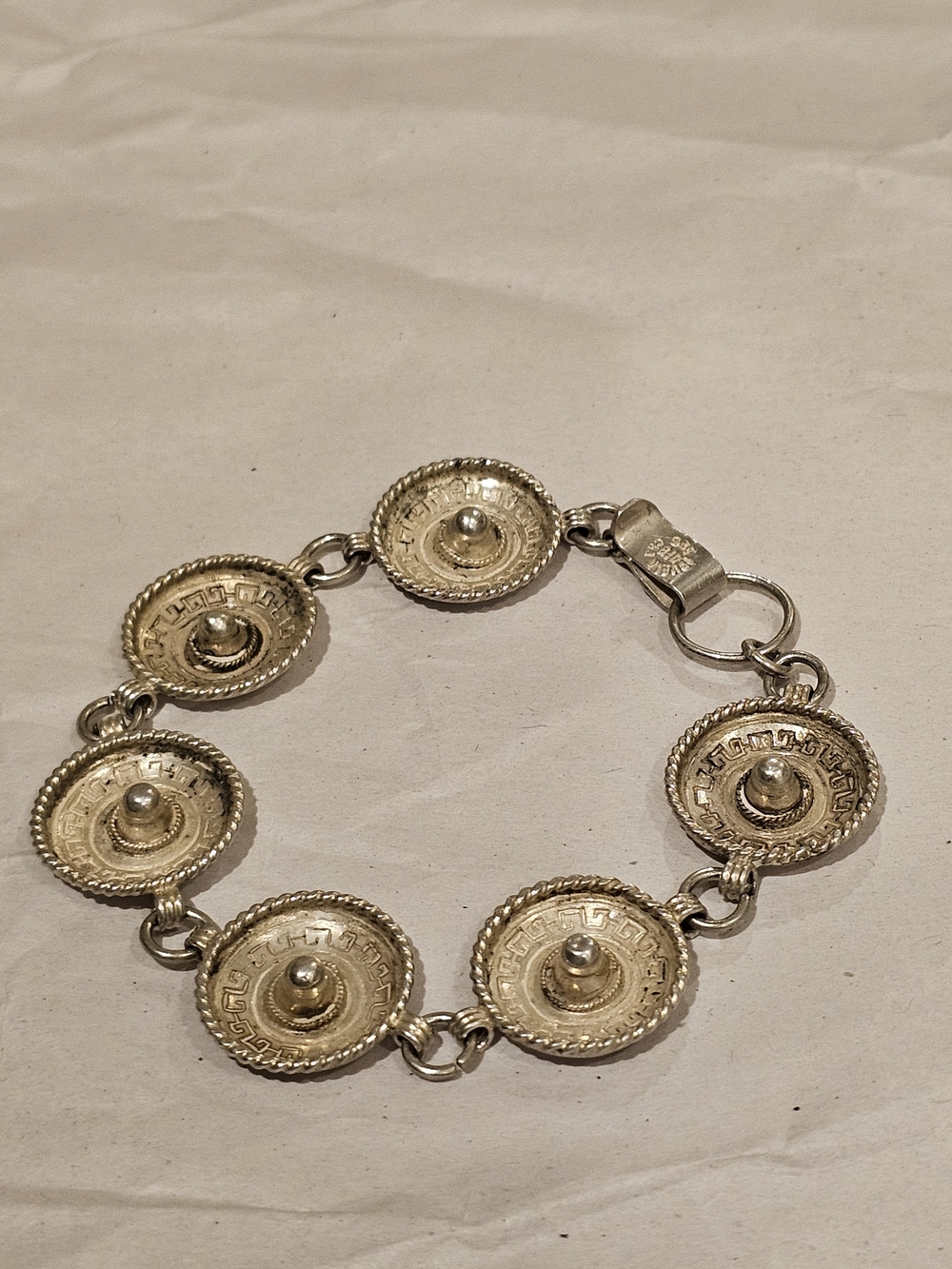 Vintage Mid-Century Mexican Sterling Silver 925 Sombrero Charm Bracelet – Signed
